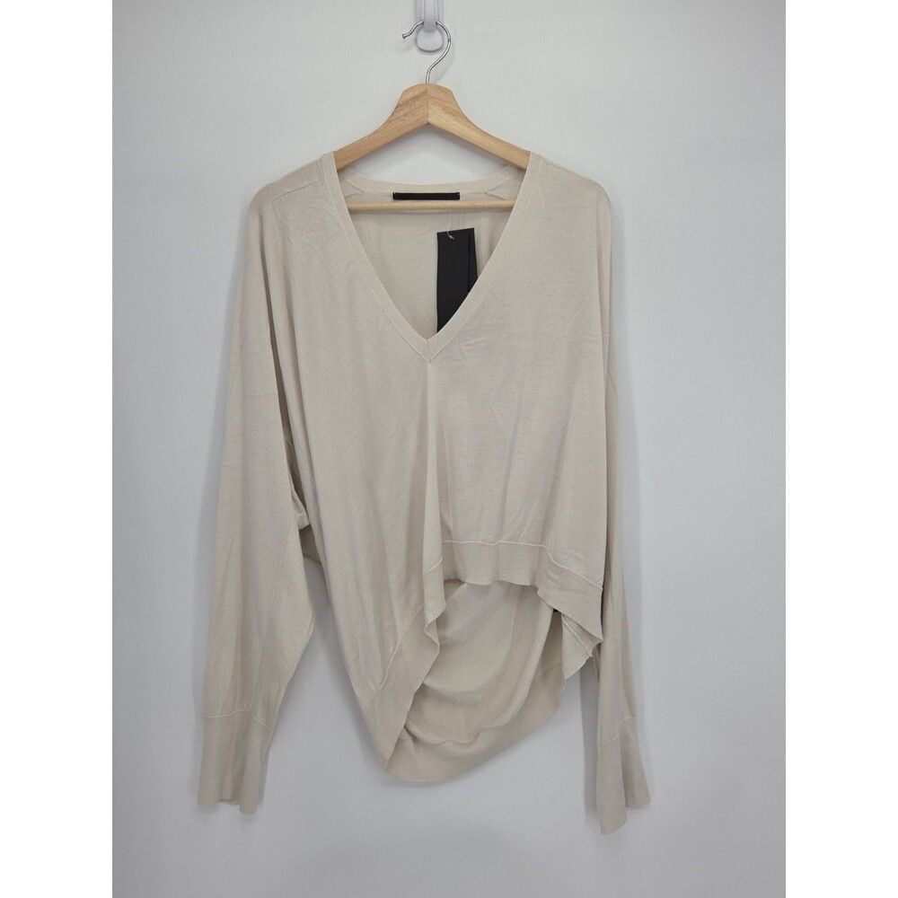 New Haider Ackermann Vilmorin Ivory Knit 100% Silk Draped Sweater Top Size Small